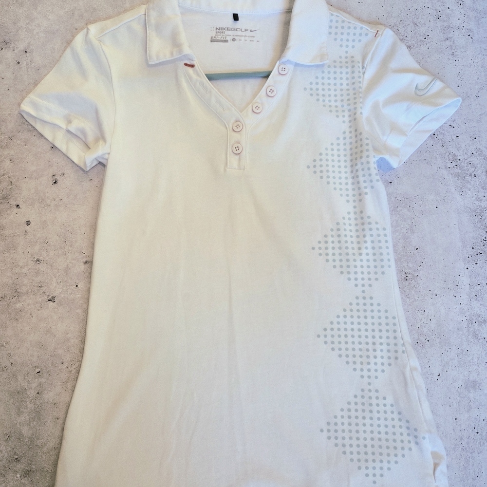 Nike White Polo Shirt with Button Details